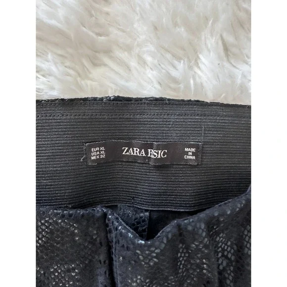 Zara Basic Women's Size XL Black Snake Print Zip Up Hem Legging Pant - Picture 4 of 13